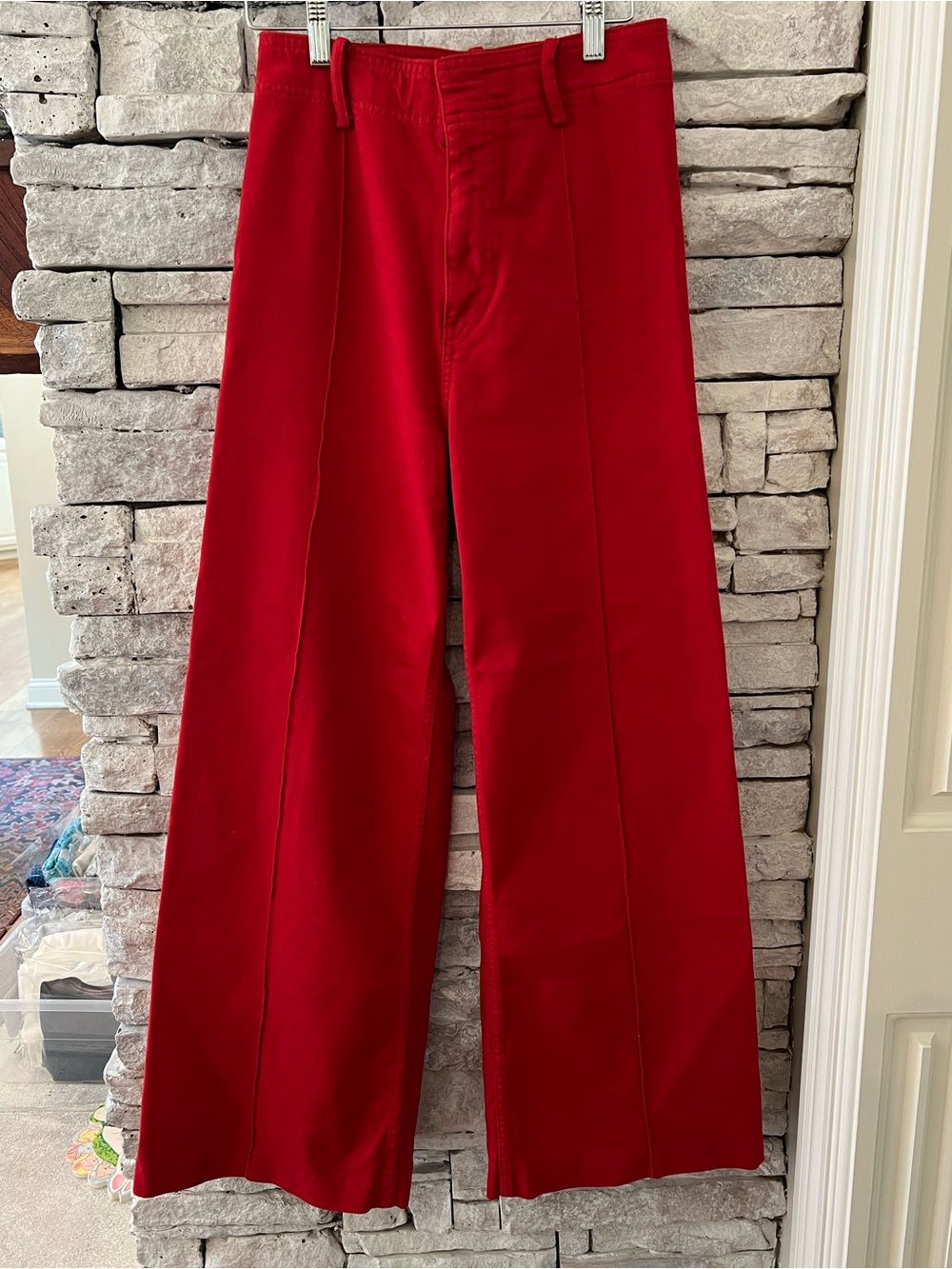 Zara Red High-Waisted Wide-Leg Trousers